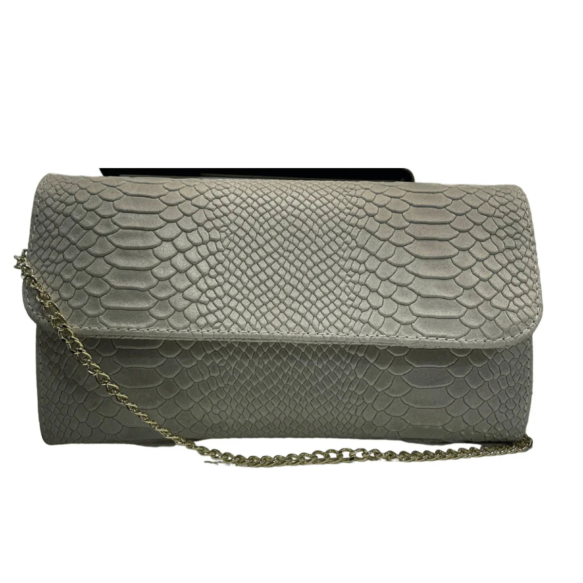 Croco print - schoudertas/clutch leer