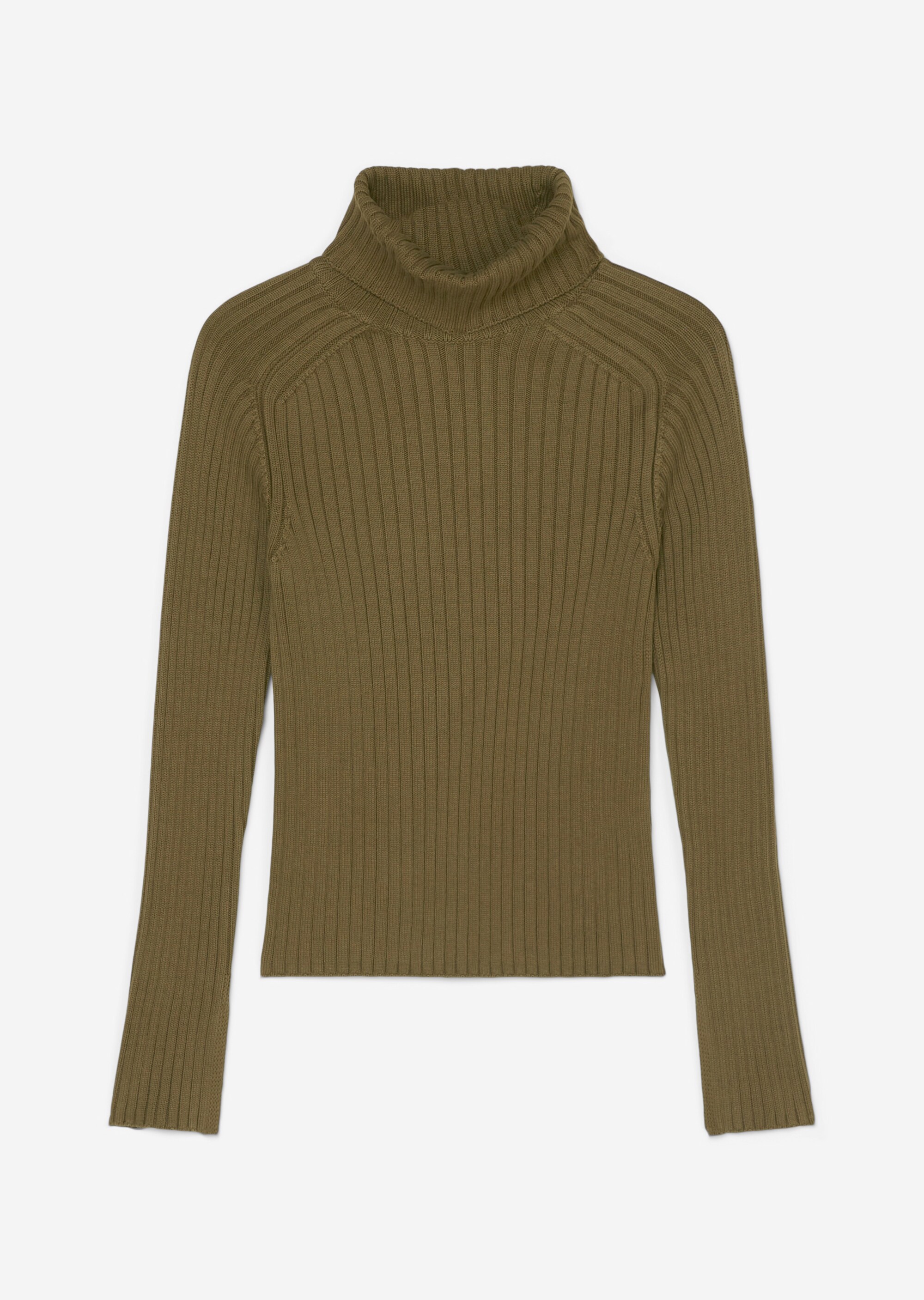 Gerippter Rollkragenpullover slim aus Organic Cotton
