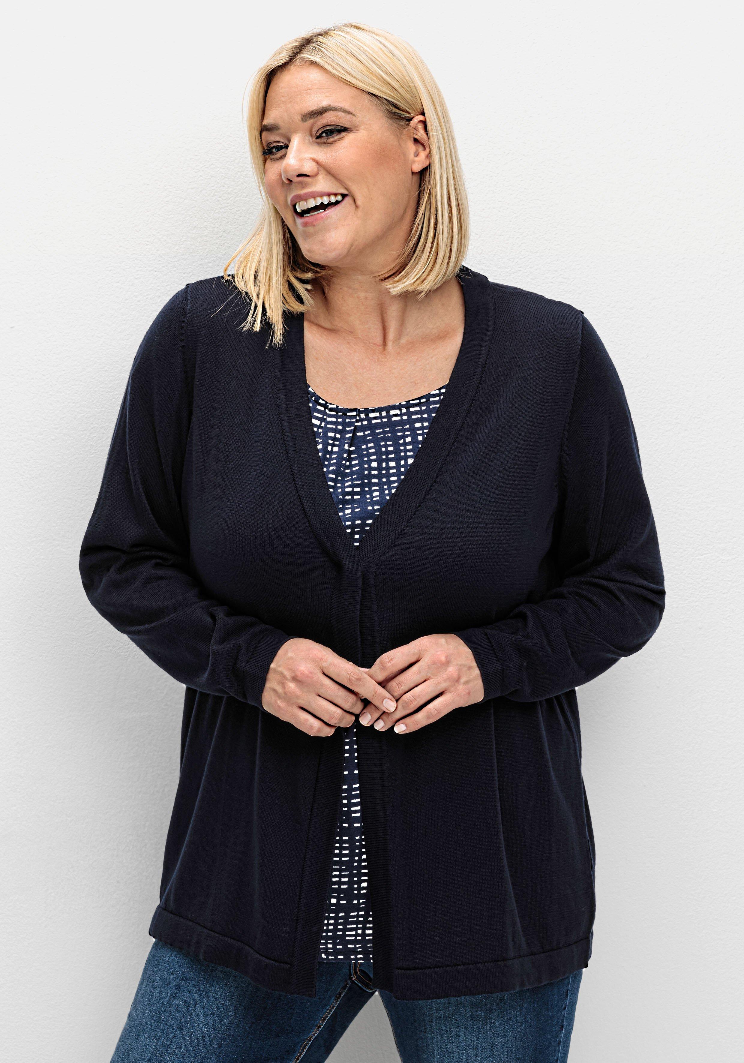 Leichte Feinstrickjacke mit 1-Knopf-Verschluss
