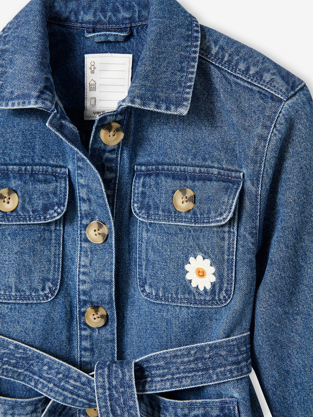 Jaqueta safari em jeans com inscrição 