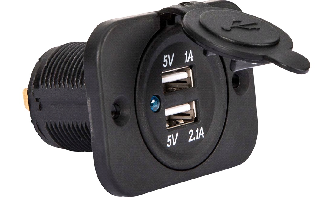 2 ports USB udtag til montering 1A +2,1A