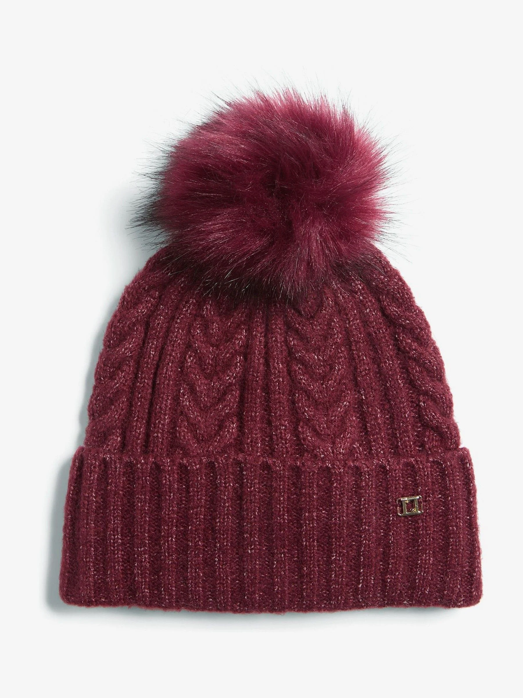 Bordeauxrood - Lipsy Cosy Cable Pom Hat