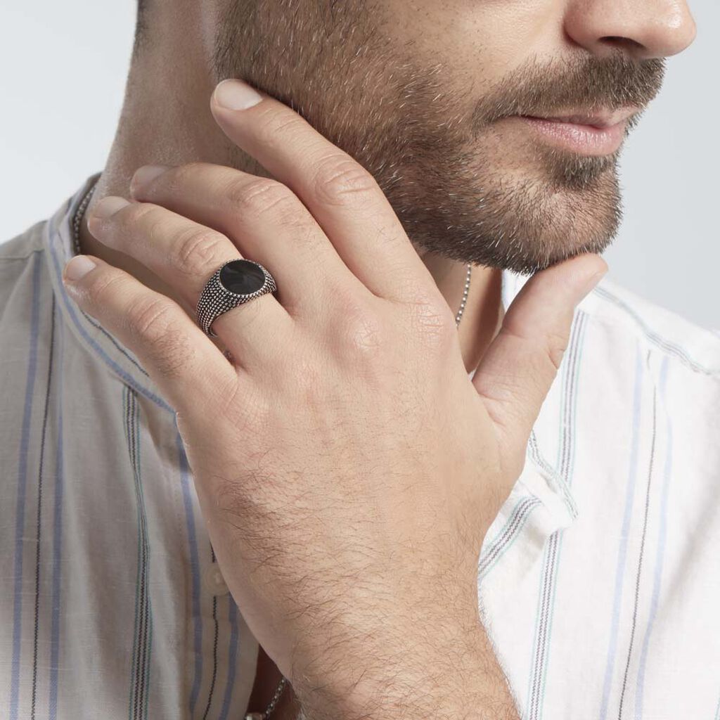 Bague Argent Blanc Tom Email Noir