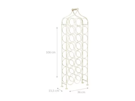 Porte-bouteille Vinique en fer forgé finition blanc antique - 24 bouteilles - 36x16x106 cm