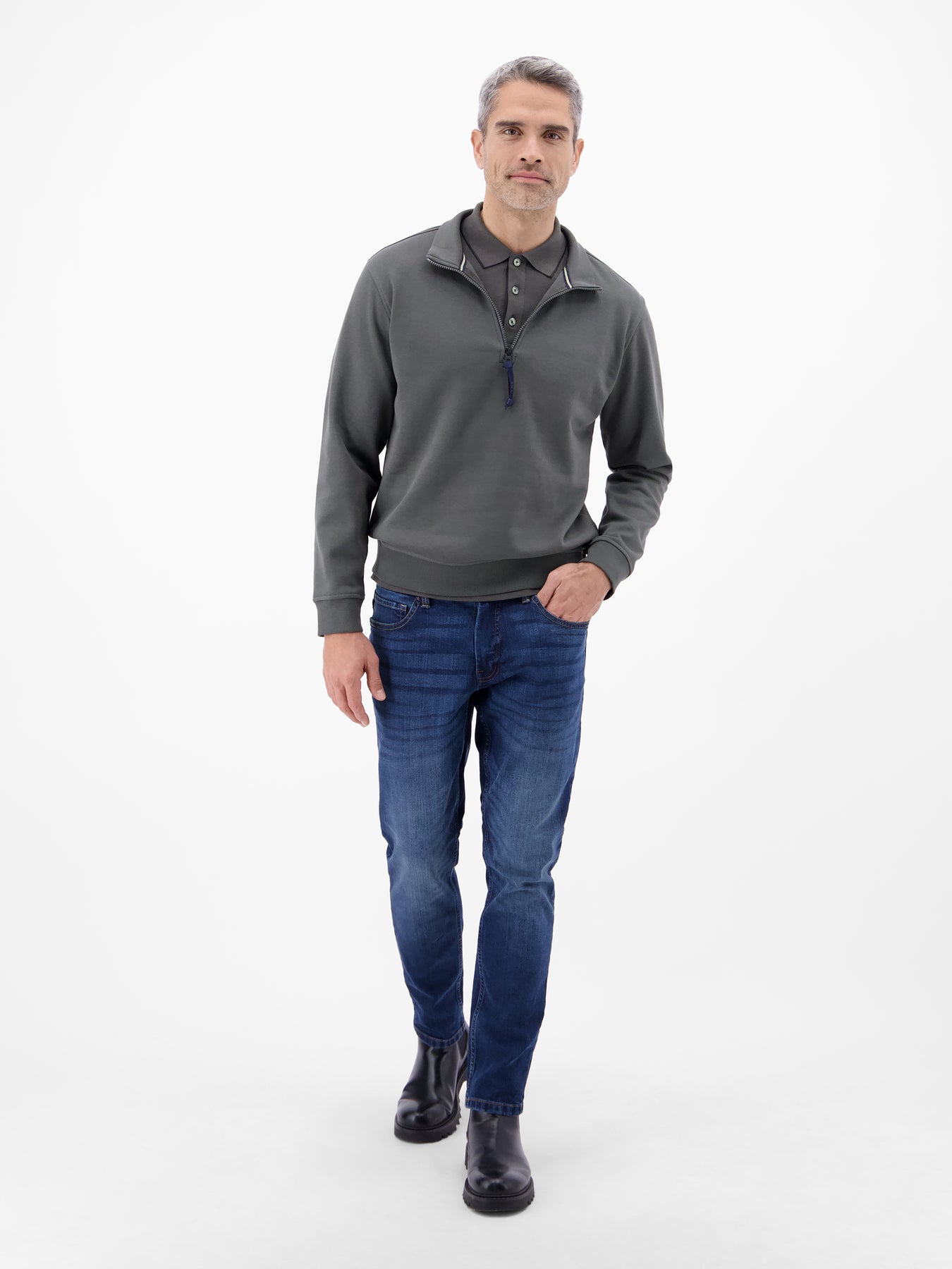 Langarm Polo mit Brusttasche aus Baumwollmix