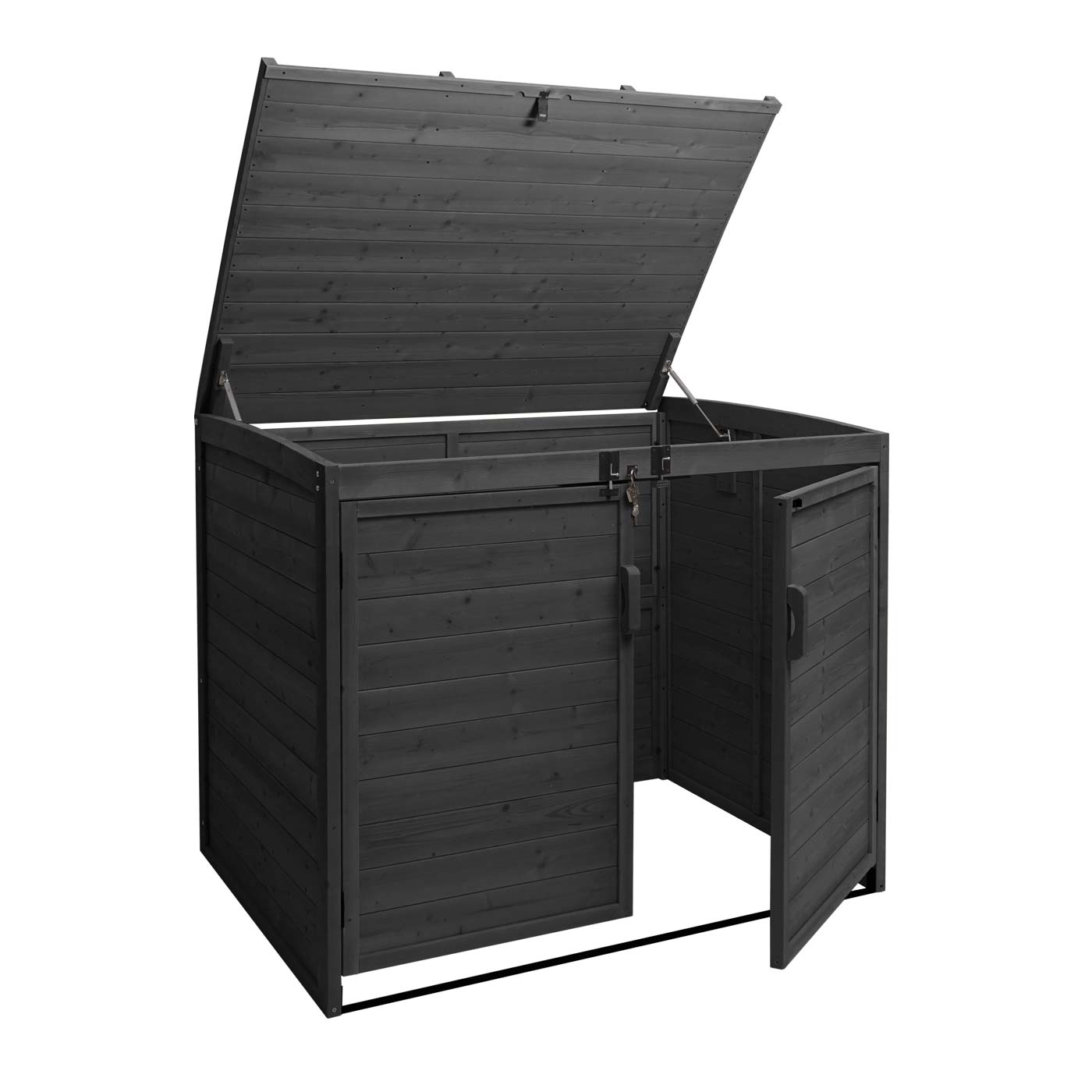 XL 2er-/4er-Mülltonnenverkleidung MCW-H75b, Mülltonnenbox, erweiterbar 138x138x105cm Holz MVG-zertifiziert ~ anthrazit