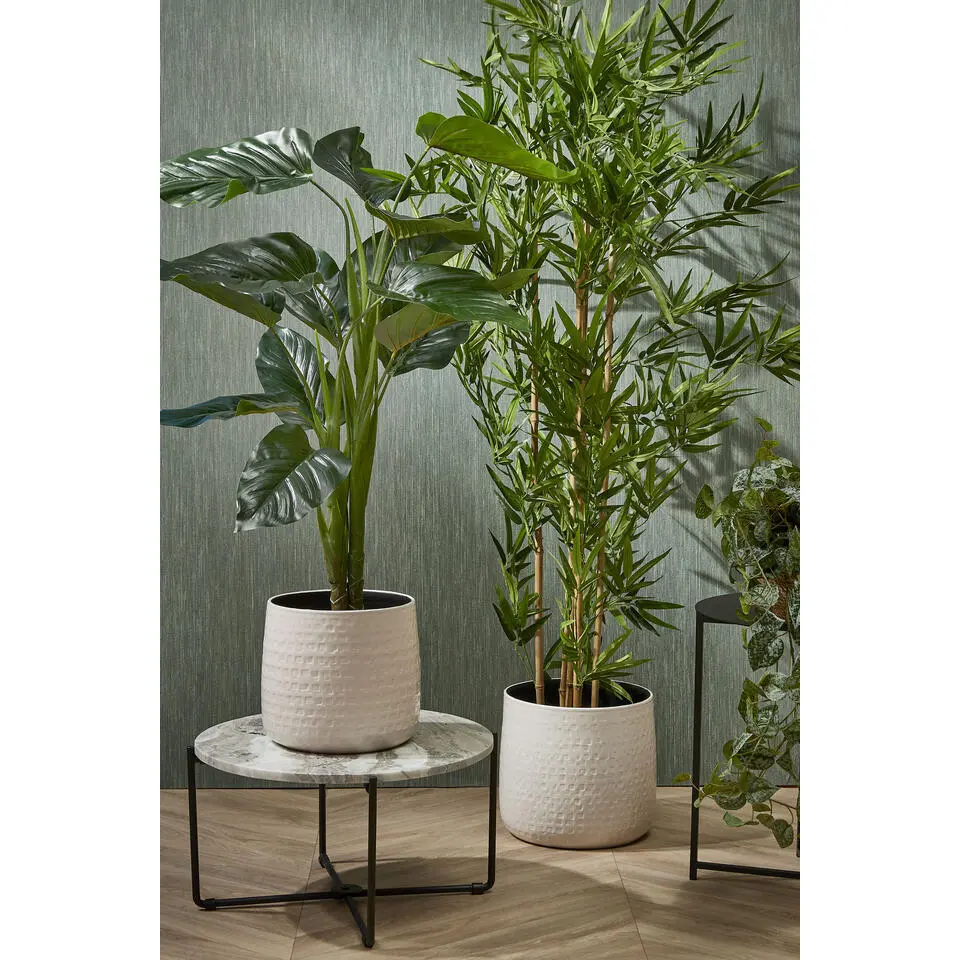 Bellatio Design Kunstplant Philodendron - groen - 100 cm - zwarte pot