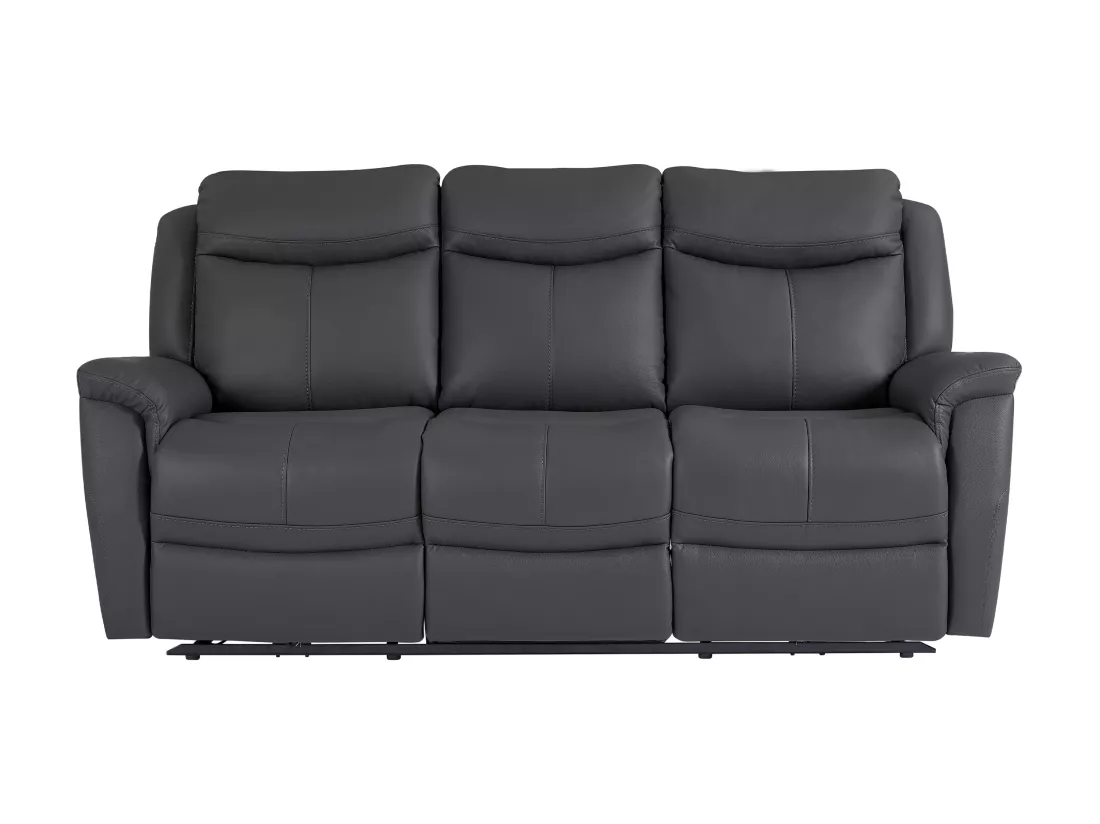 Canapé 3 places et 2 places relax électrique en cuir de vachette gris anthracite NOMAJO