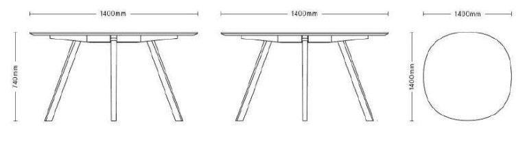Hay Copenhague CPH25 tafel 140, gelakt eiken