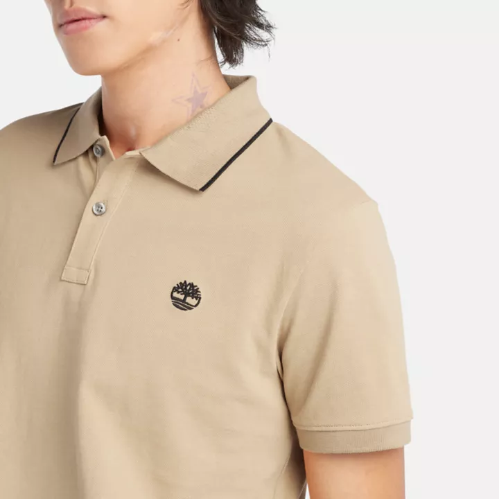 Polo à col imprimé Millers River pour homme en beige