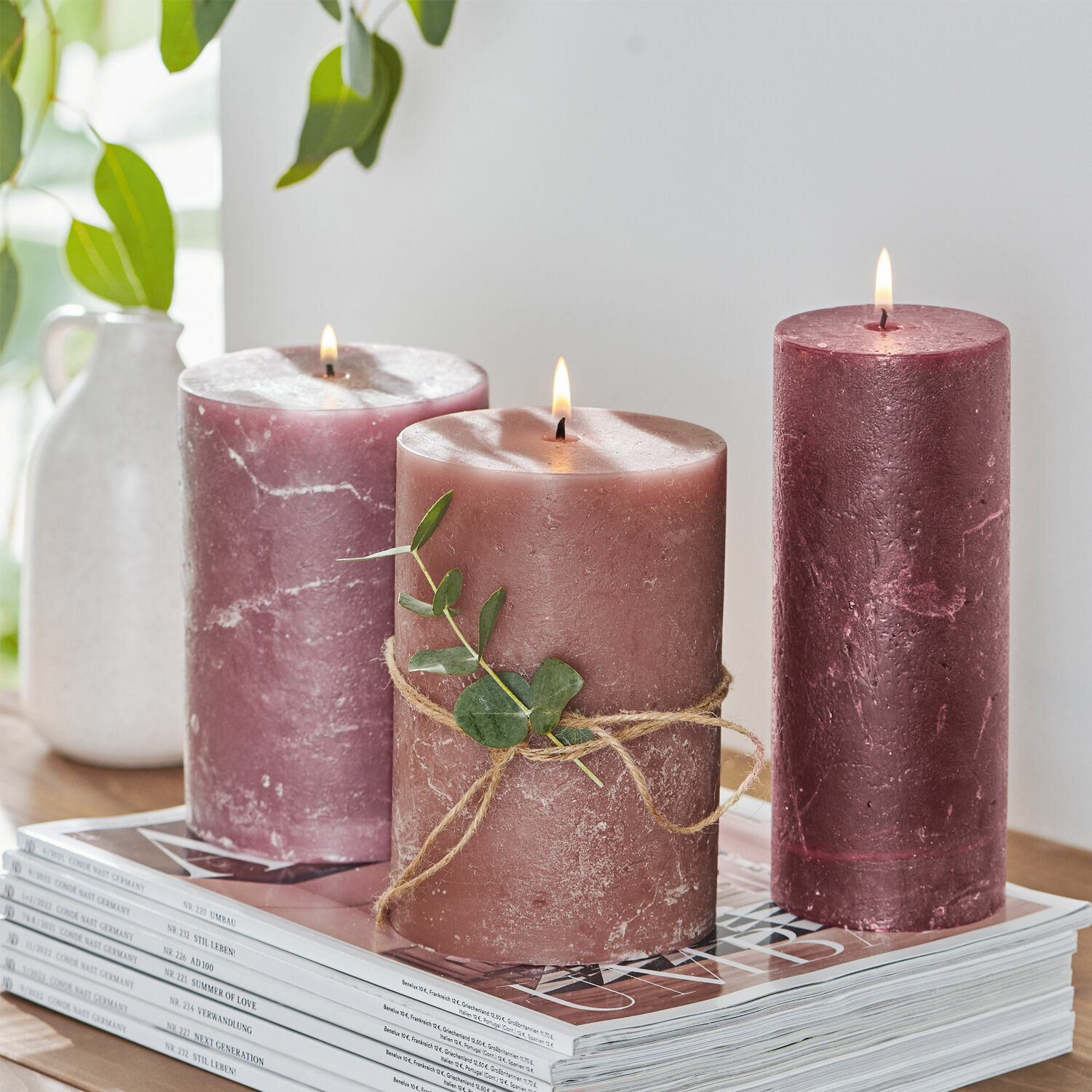 Kerze 3er Set Salis rosa