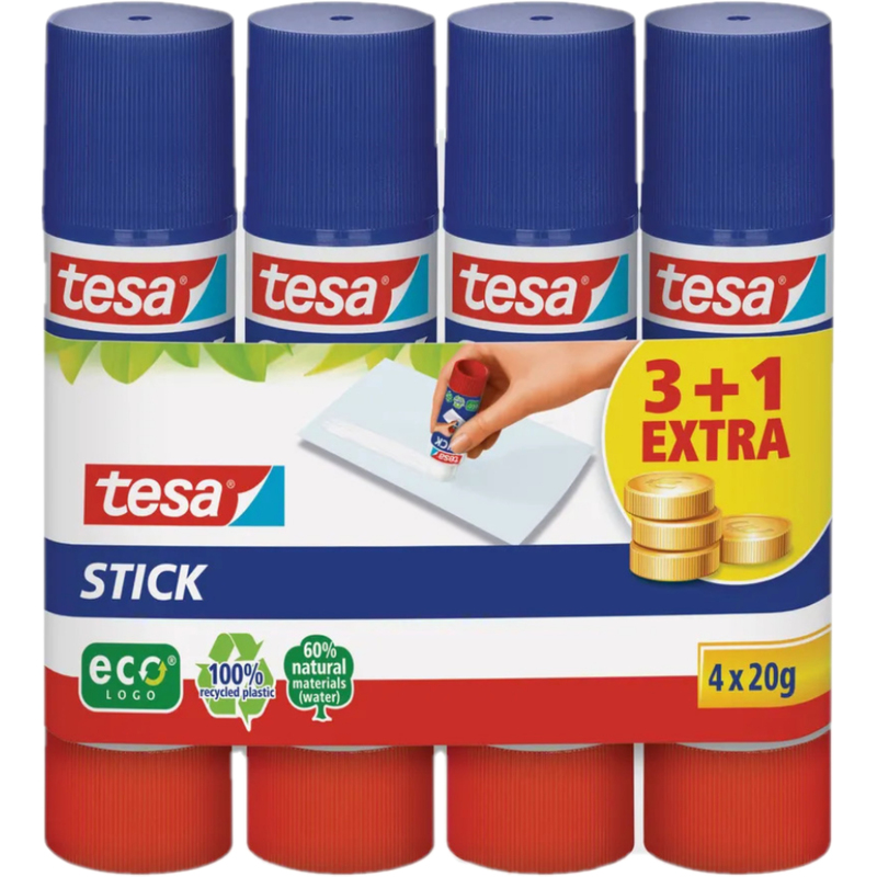 Tesa Klebestift Stick ecoLogo, 4 Stück, 20 g