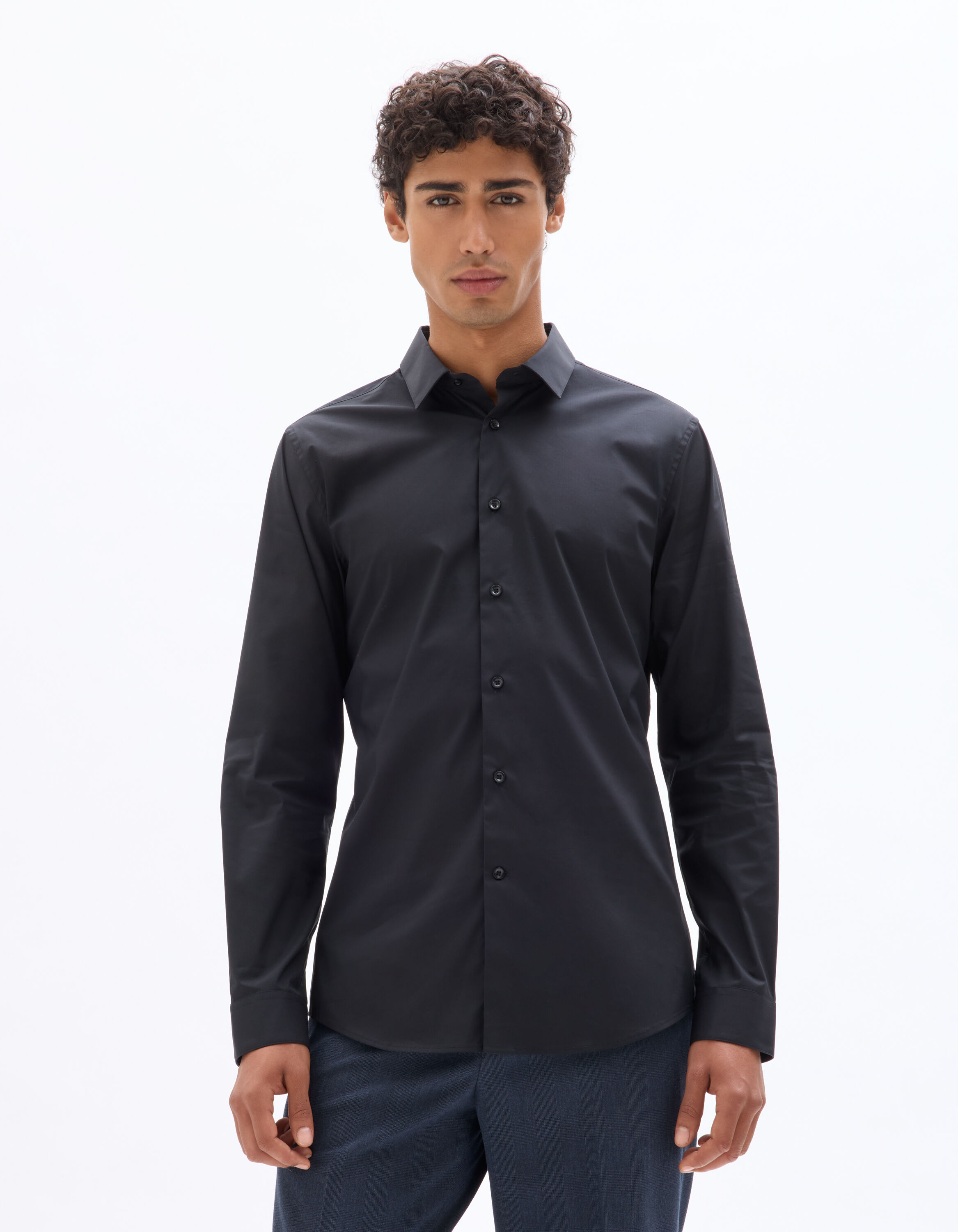 Chemise slim en coton stretch - noir