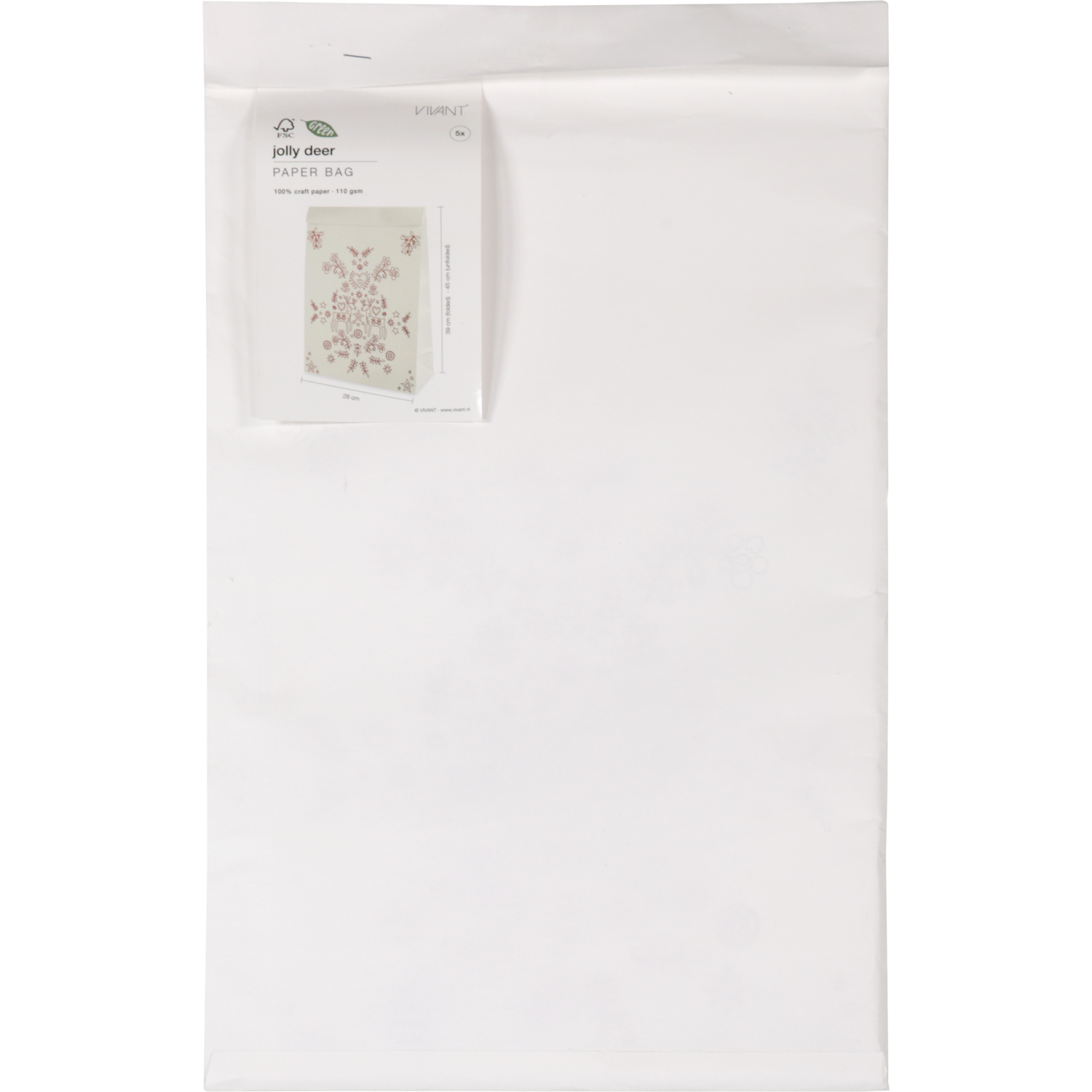 Zak, Cadeauzak, Papier, 28/ 12x45cm, Jolly deer, wit/rood