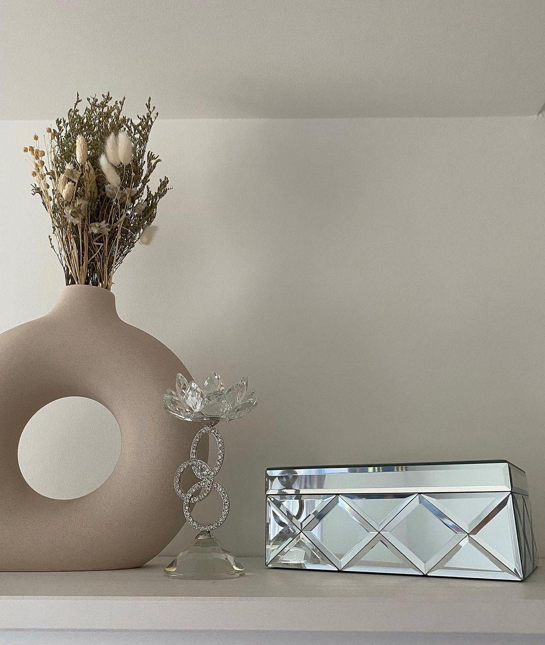 Kaarshouder OVIEDO Glas 19 cm Zilver