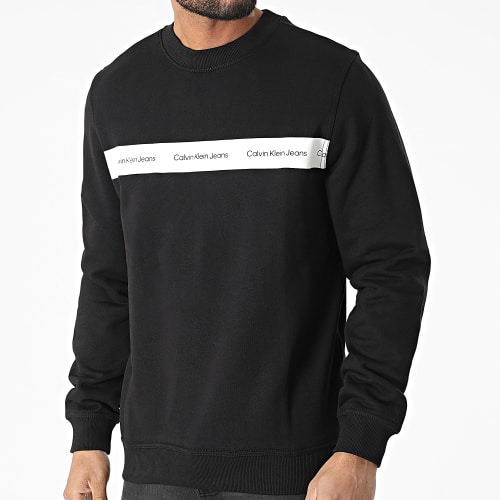 Sweat Crewneck Contrast Instit Stripe 0623 Noir