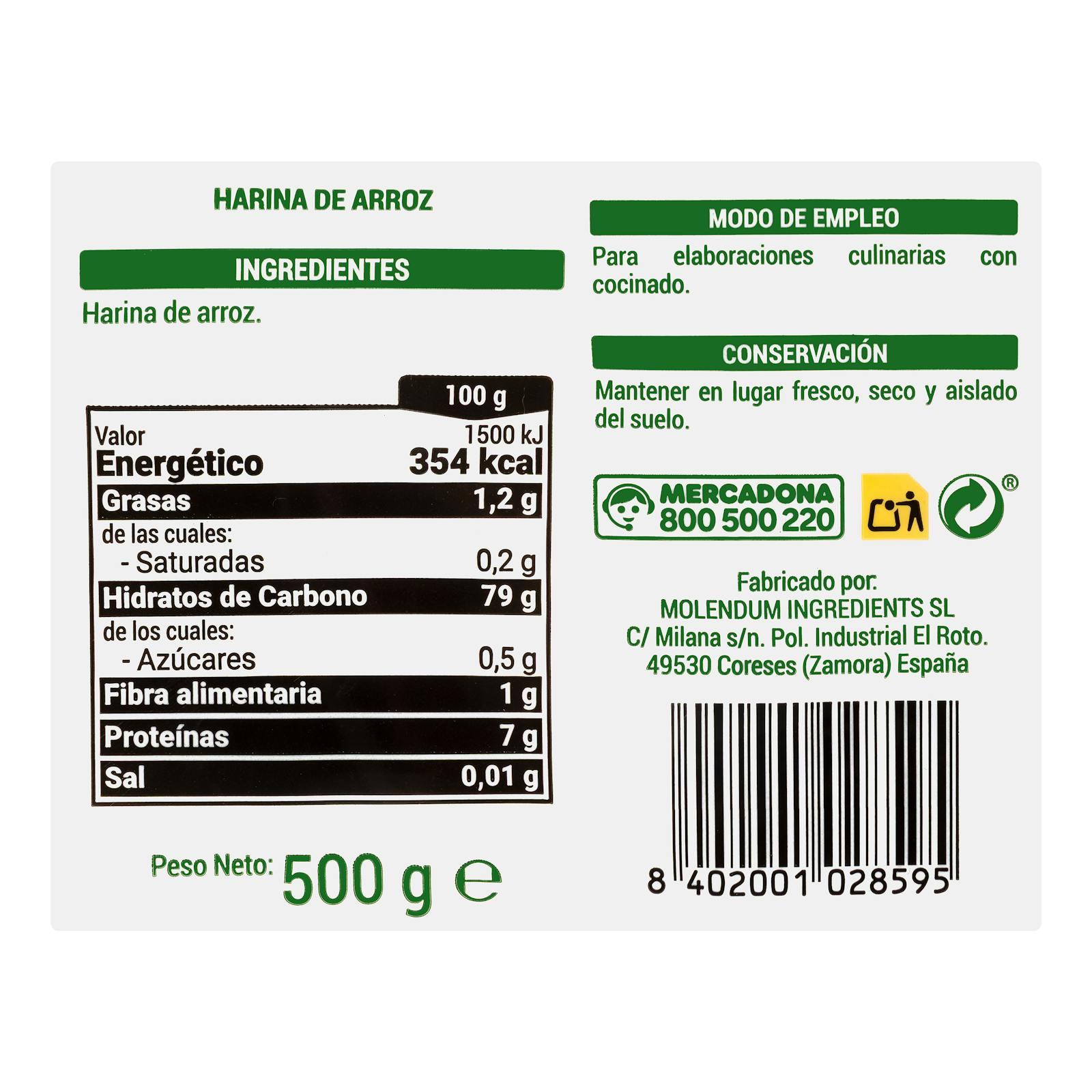 Farine de riz Hacendado