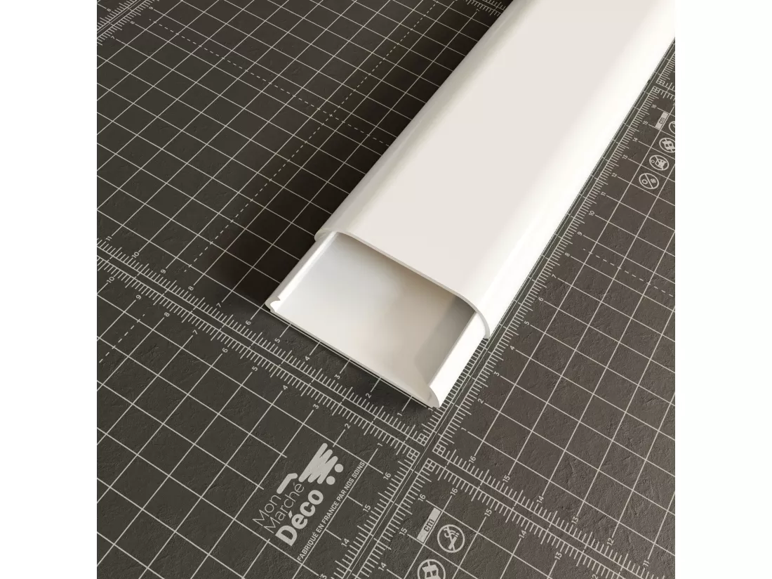 Goulotte TV Cache-Câble Arrondie PVC - L. 2 m - Blanc