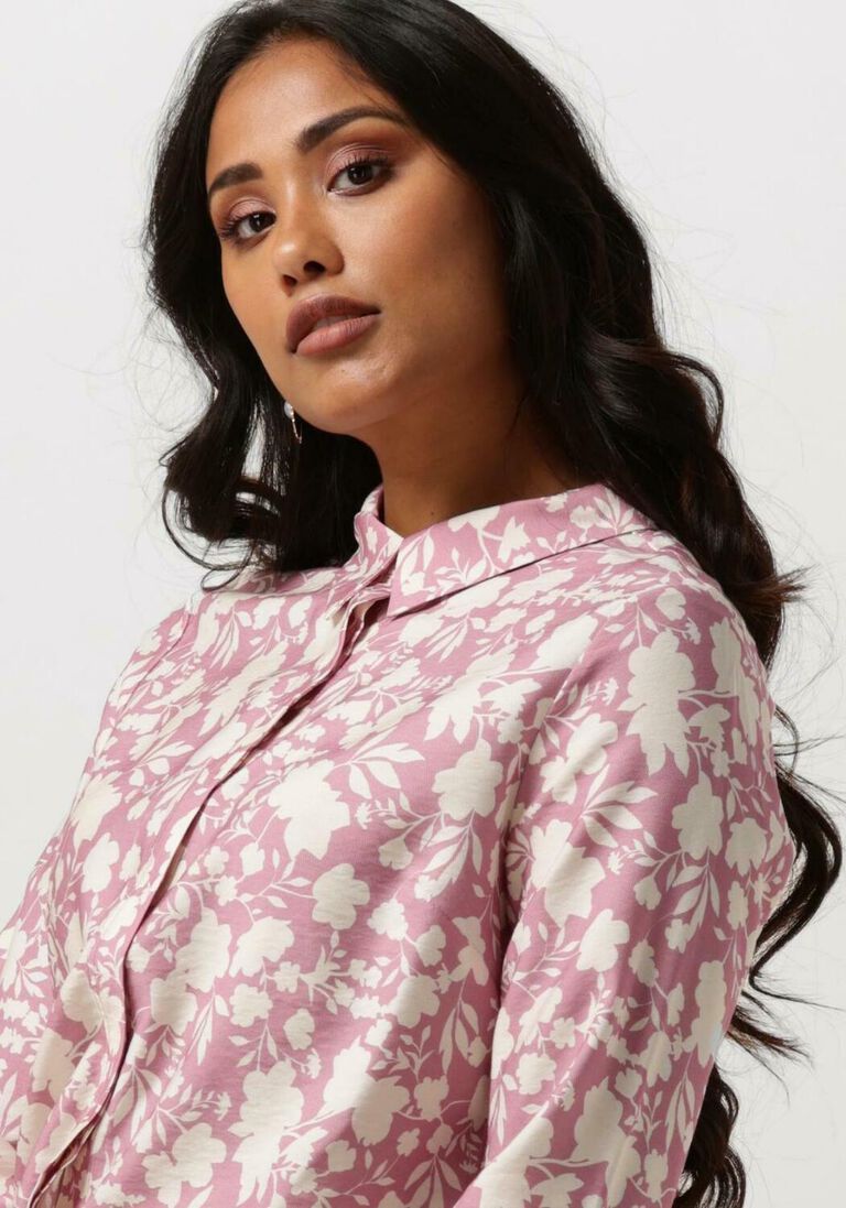 ANOTHER LABEL roze another label blouse dreiser flower shirt l/s