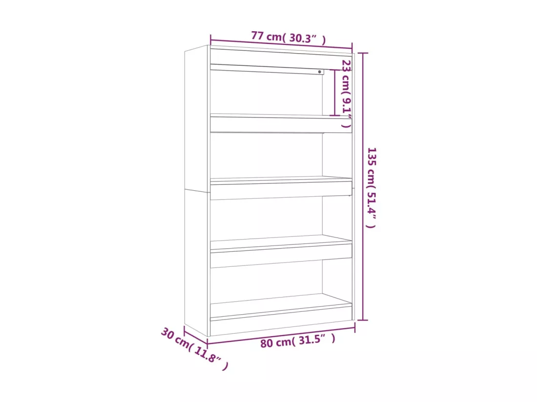 Bibliothèque/Cloison blanc 80x30x135 cm bois d'ingénierie