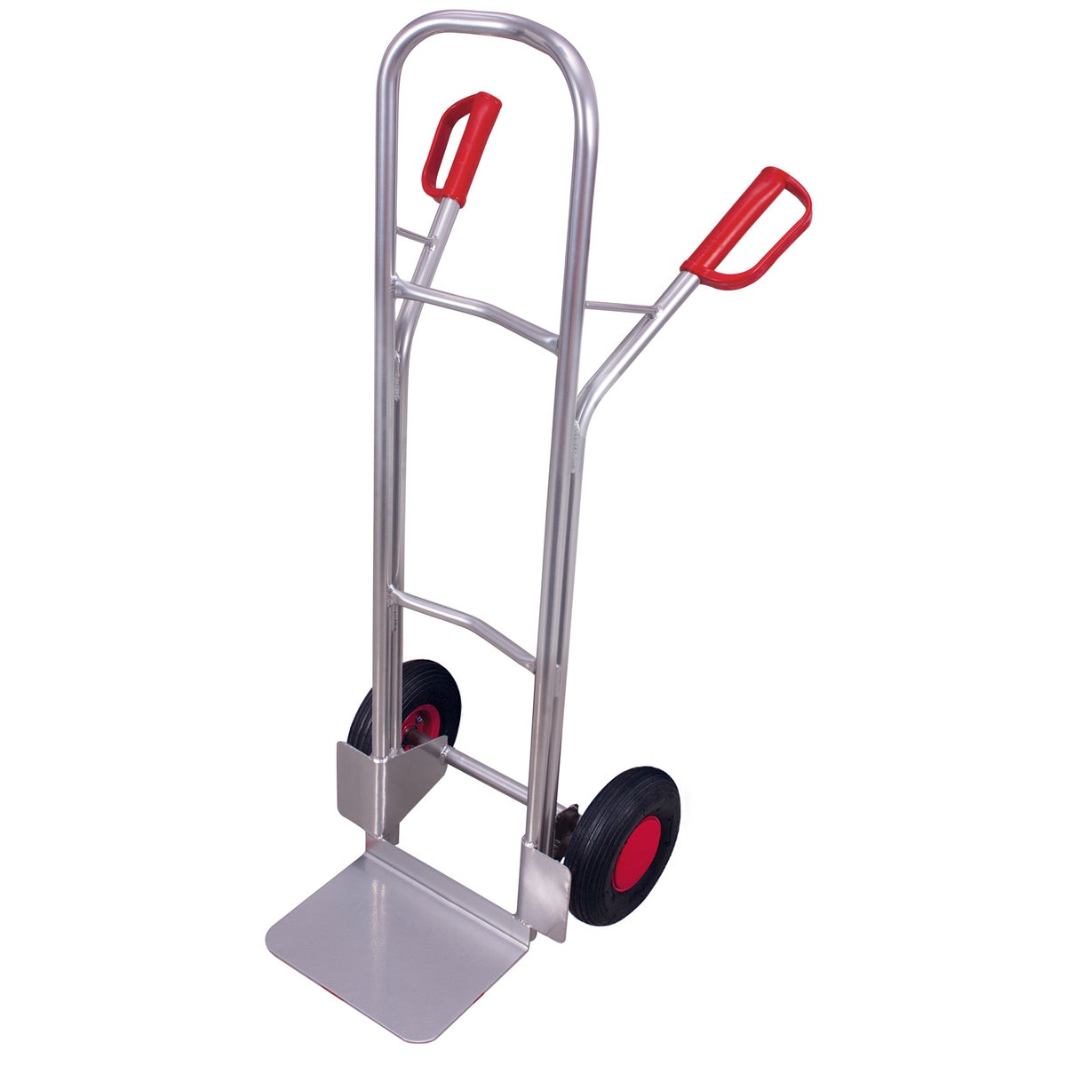 VARIOfit aluminium steekwagen, 200 kg laadvermogen, met gebogen dwarsbalken en luchtbanden