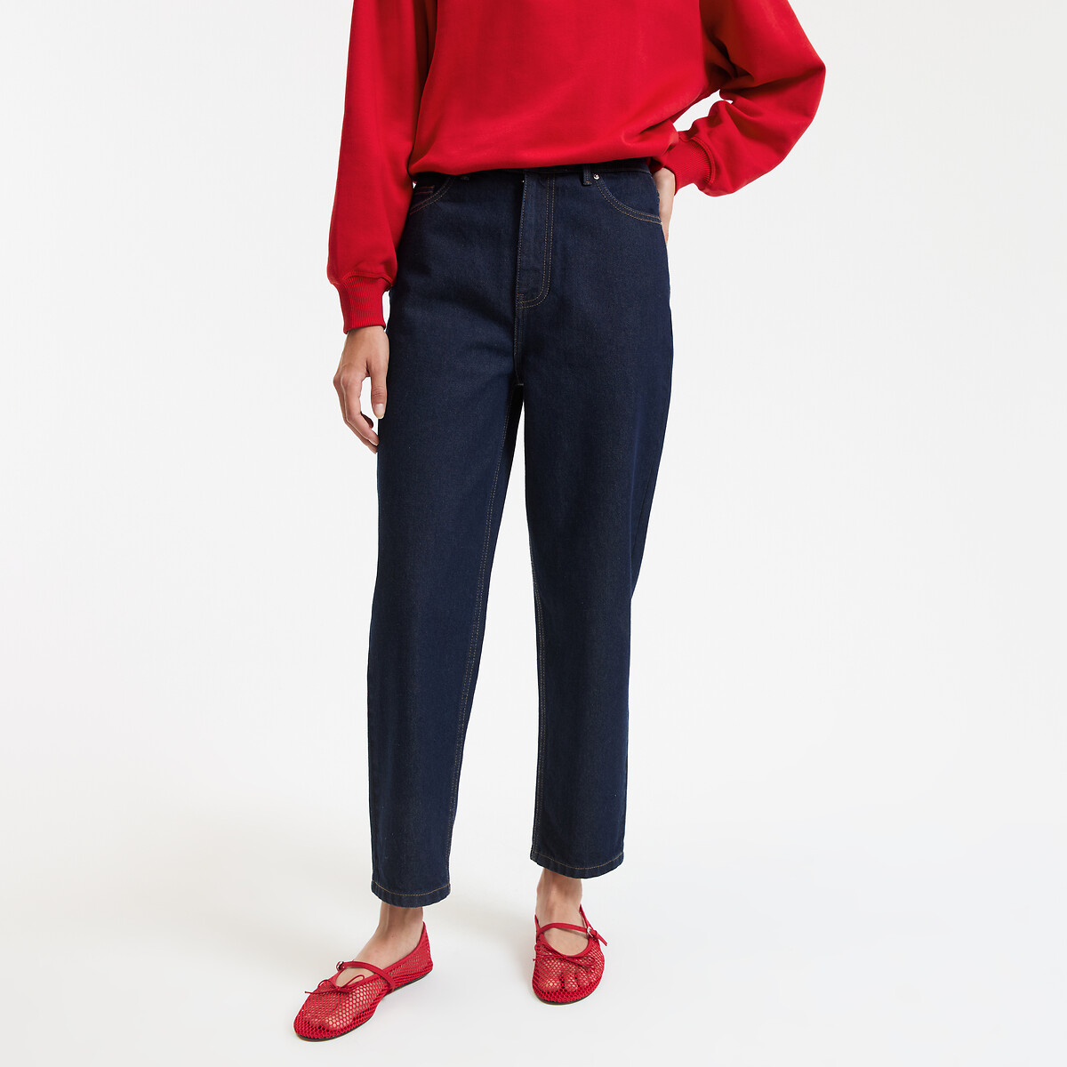 COLEÇÕES LA REDOUTE<br>Mom jeans, algodão orgânico, Signature PAULINE