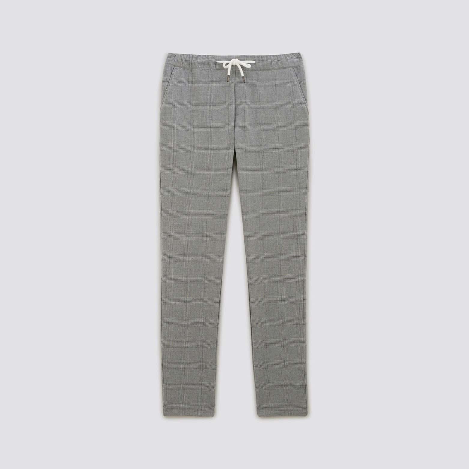 Pantalon chino slim ceinture élastiquée à carreaux Gris clair
