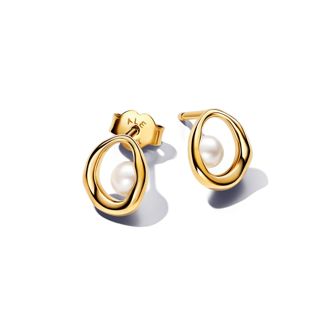 Pandora Gold Essence Ovale Organisch Geformte & Behandelte Süsswasserzuchtperlen Ohrringe