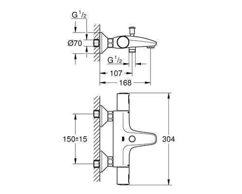 Grohe Quickfix badkraan met thermostaat PRECISION START, matzwart 345982430