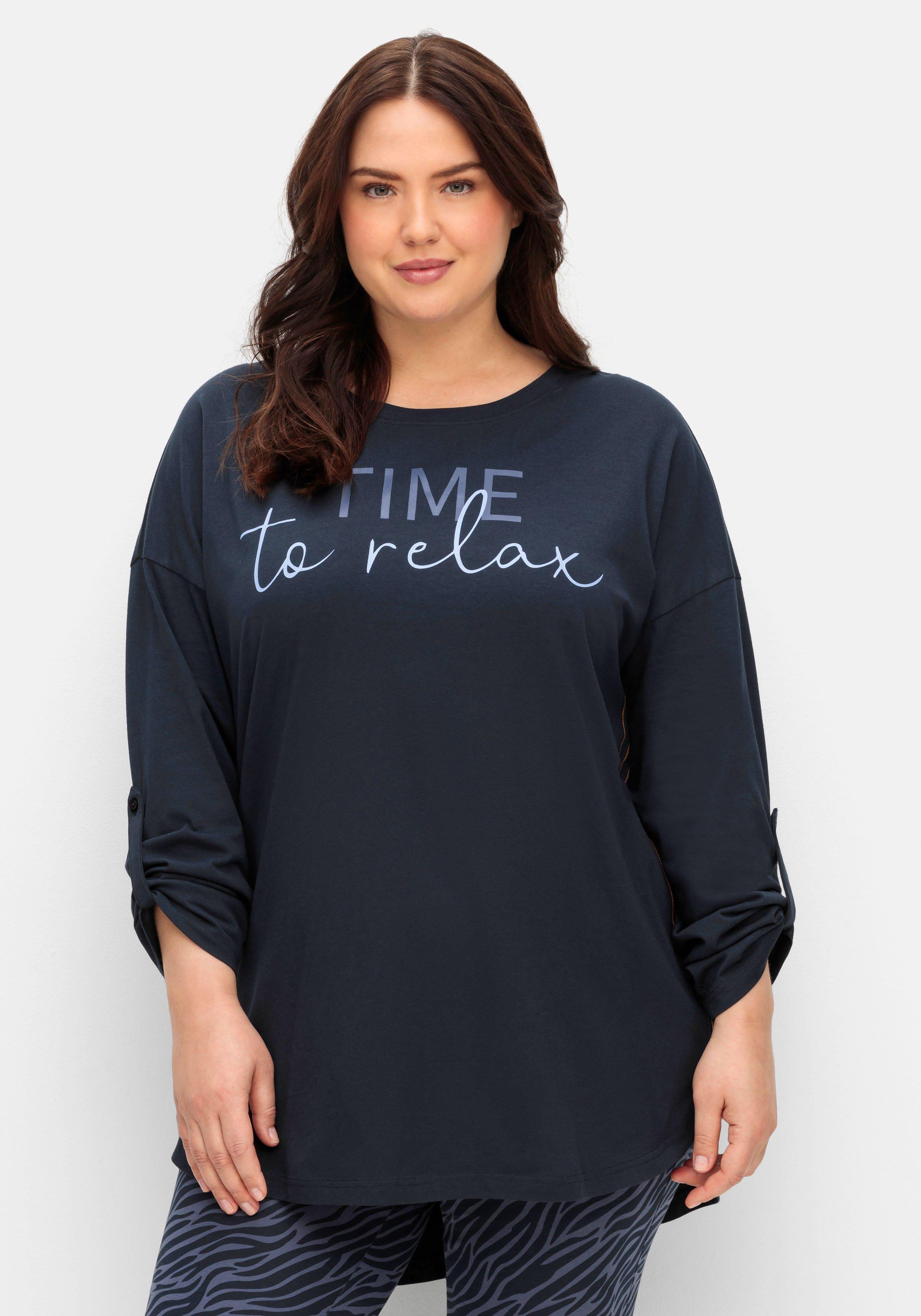 Relaxshirt in Longform, mit Wording-Frontprint
