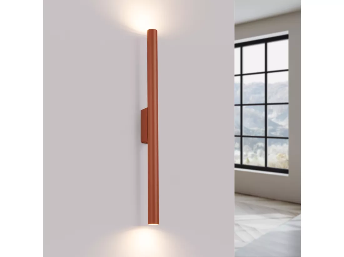 Applique Pastelo moderne en acier - 2 sources lumineuses - L.2,5 x H.50 cm - ocre rouge