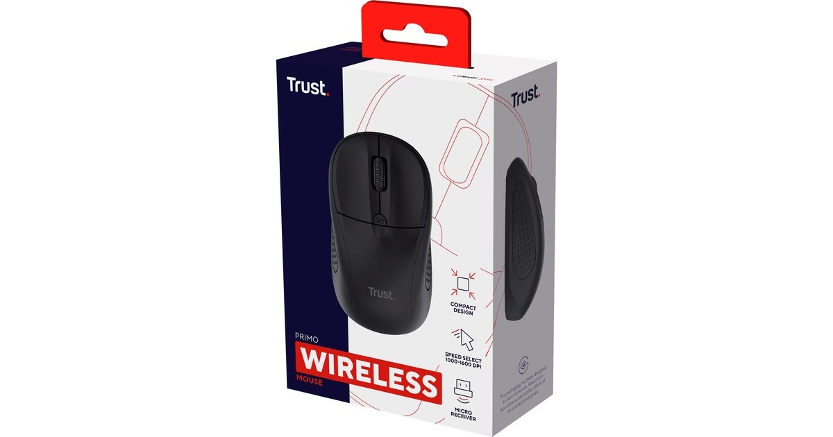 TrustPrimo Draadloze muis  (Zwart, 1000 - 1600 dpi)