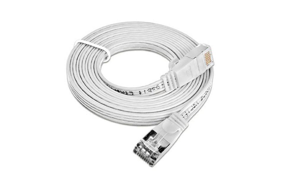 Slimpatchkabel RJ-45 - RJ-45, Cat 6, STP, 0.15 m, WeissGeschirmtes Twisted-Pair-Kabel (STP) mit Klinkenschutz