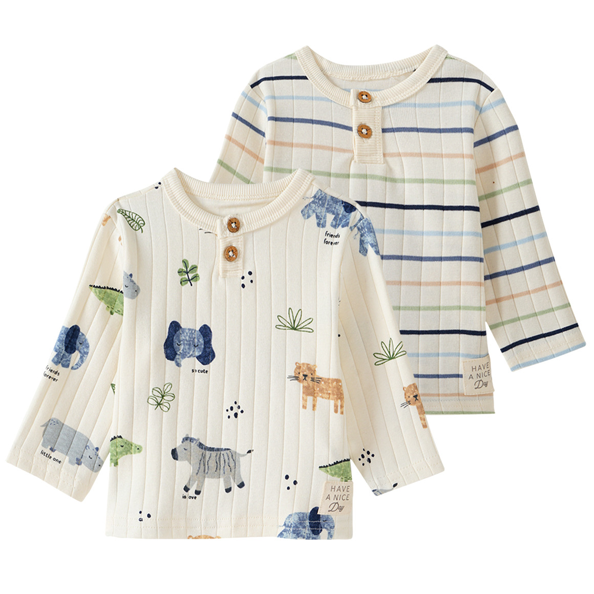 Topomini Pure Collection 2 Newborn Langarmshirts im Set creme