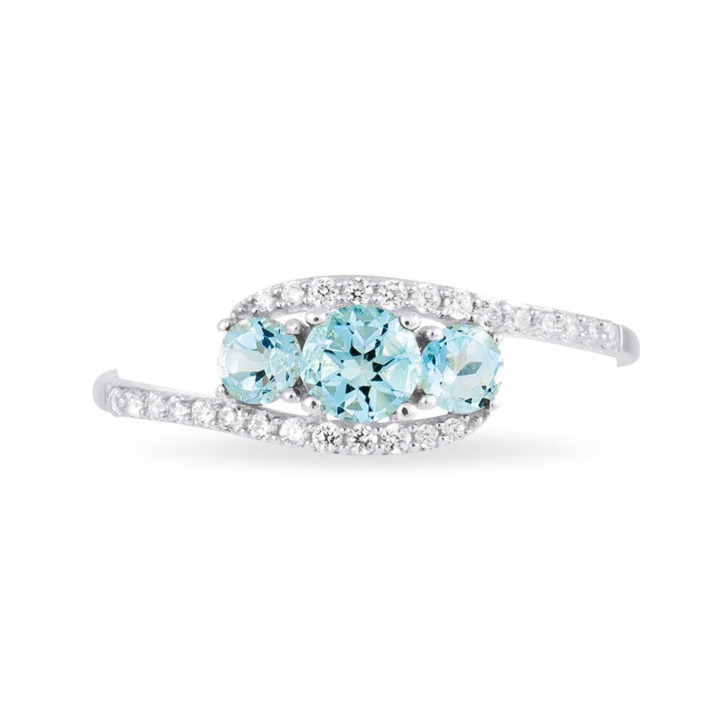 Bague Chloe Or Blanc Topaze Et Oxyde De Zirconium