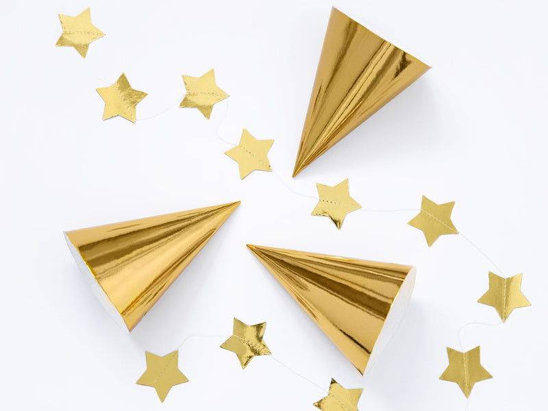 Gouden Feesthoedjes 16cm 6st