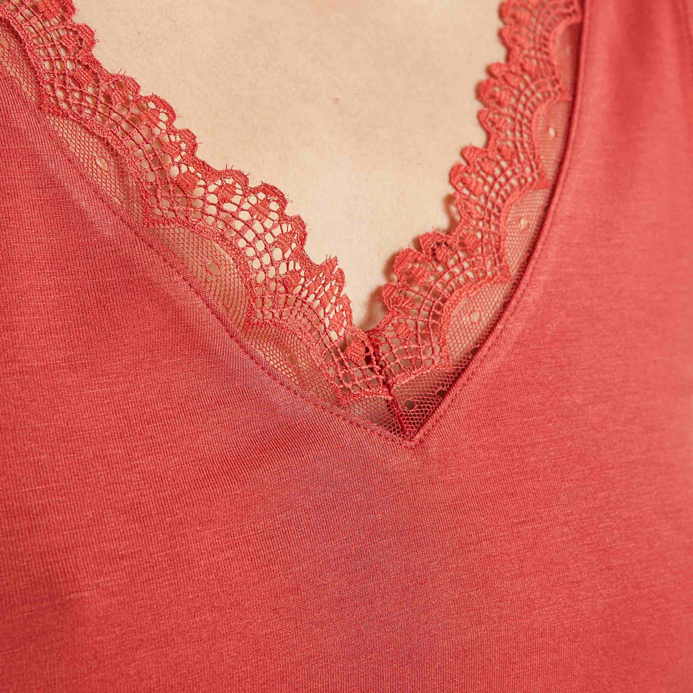 Débardeur col V femme - TERRACOTTA