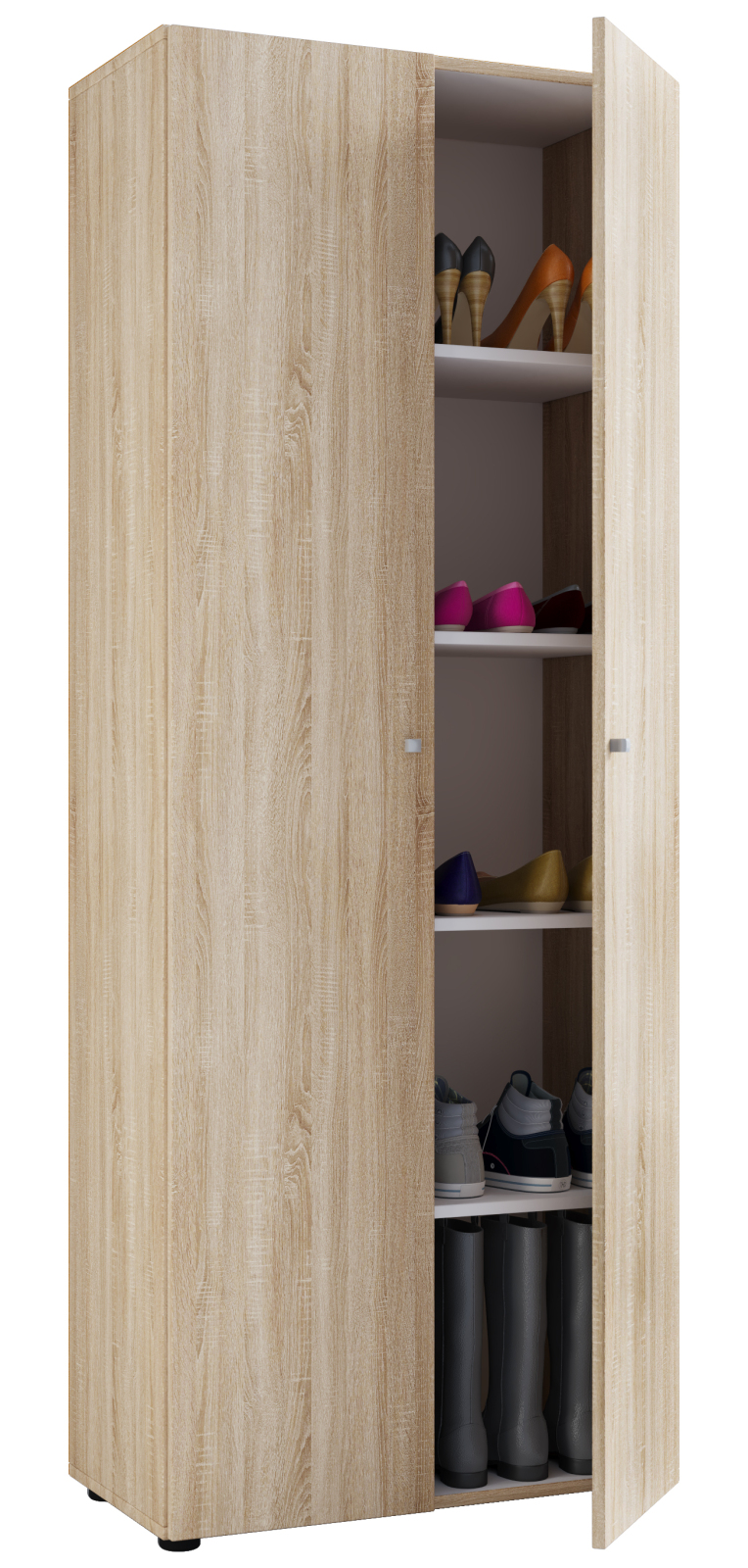 Schuhschrank - Sonoma Eiche - 5 Fächer - mit Türen - 71 cm breit