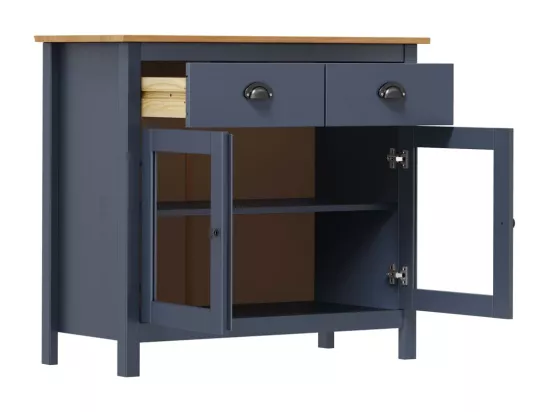 Buffet Hill Gris 90x40x80 cm Bois de pin solide