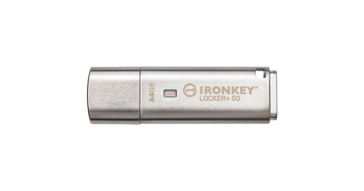 KingstonIronKey Locker+ 50 64 GB usb-stick  (Aluminium, USB-A 3.2 Gen 1 (5 Gbit/s))