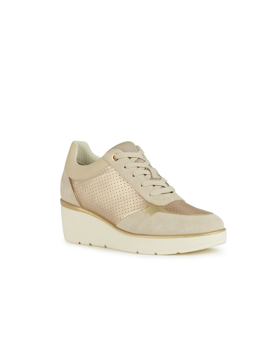 Baskets compensées beige