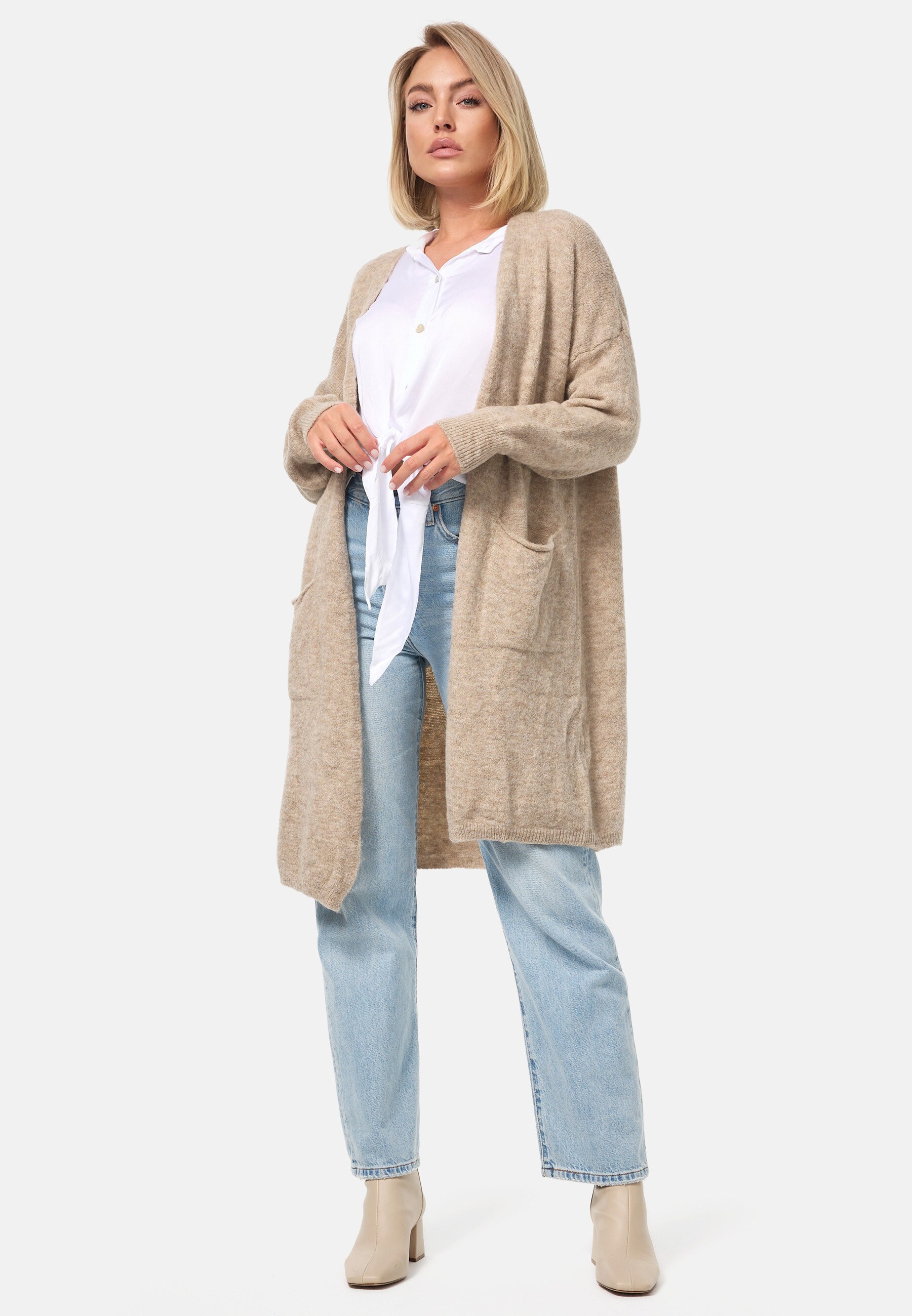 PM SELECTED Damen Cardigan Elegante Strickjacke mit Taschen in Einheitsgröße PM03