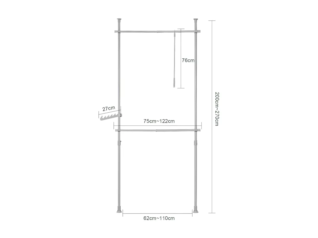 SoBuy Télescope Garde-Robe Système Herkule, 2 Barres Portant de vêtement Largeur (62-110cm) x Hauteur (200-270cm), FRG109-HG