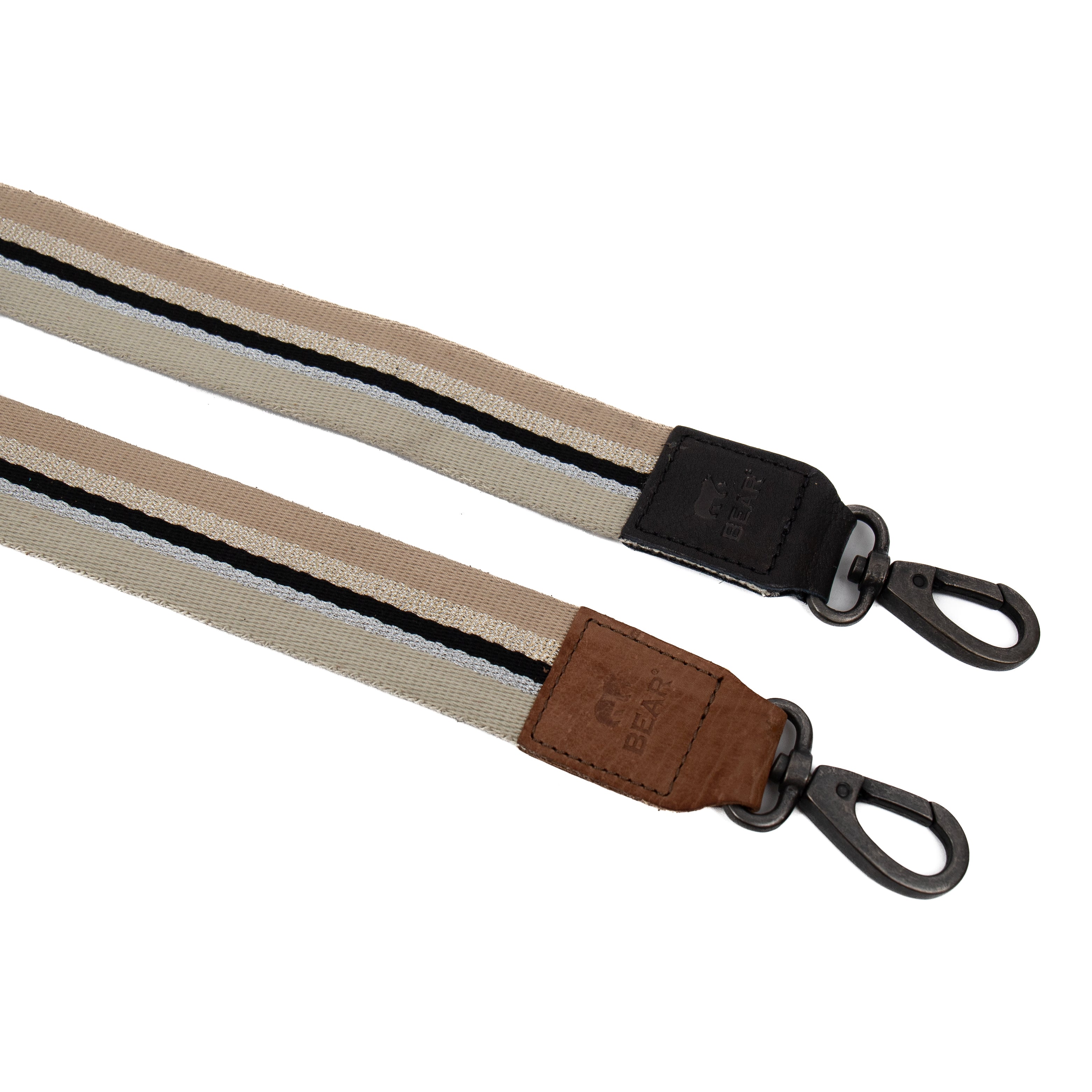 Bag strap 'Stripe' beige/glitter Zwart