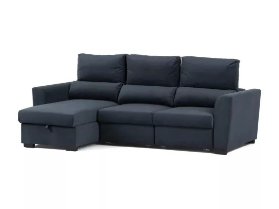 Canapé méridienne 3 places réversible en polyester gris foncé