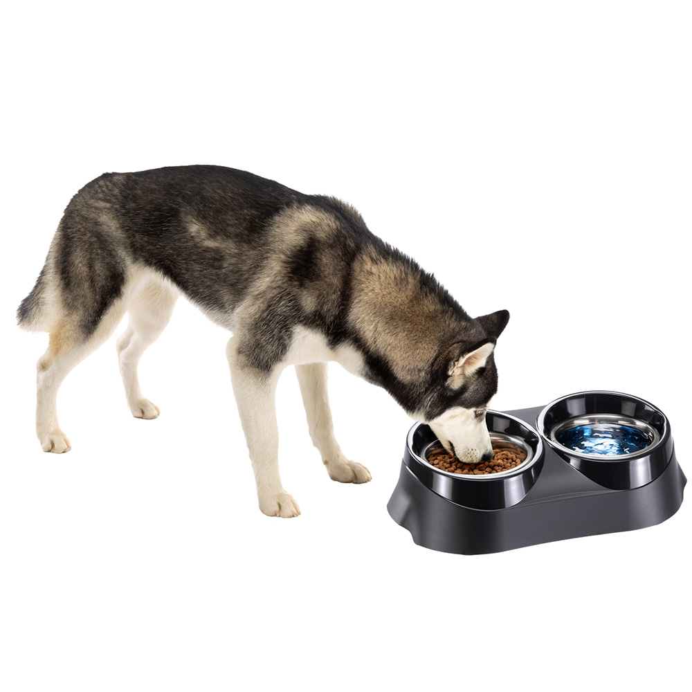 Porte-gamelle gamelles acier bord de confinement nourriture eau chien ferplast duo feed