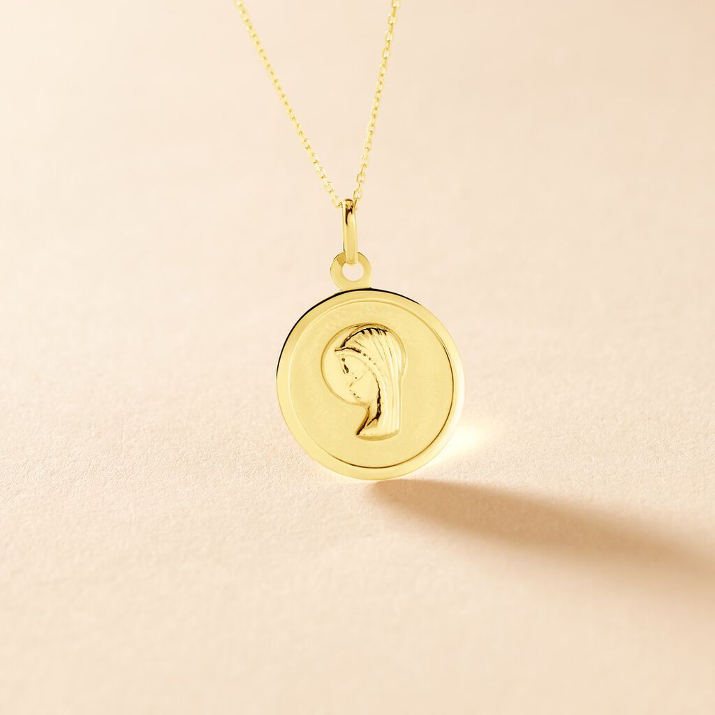Pendentif Vierge Rond Or Jaune