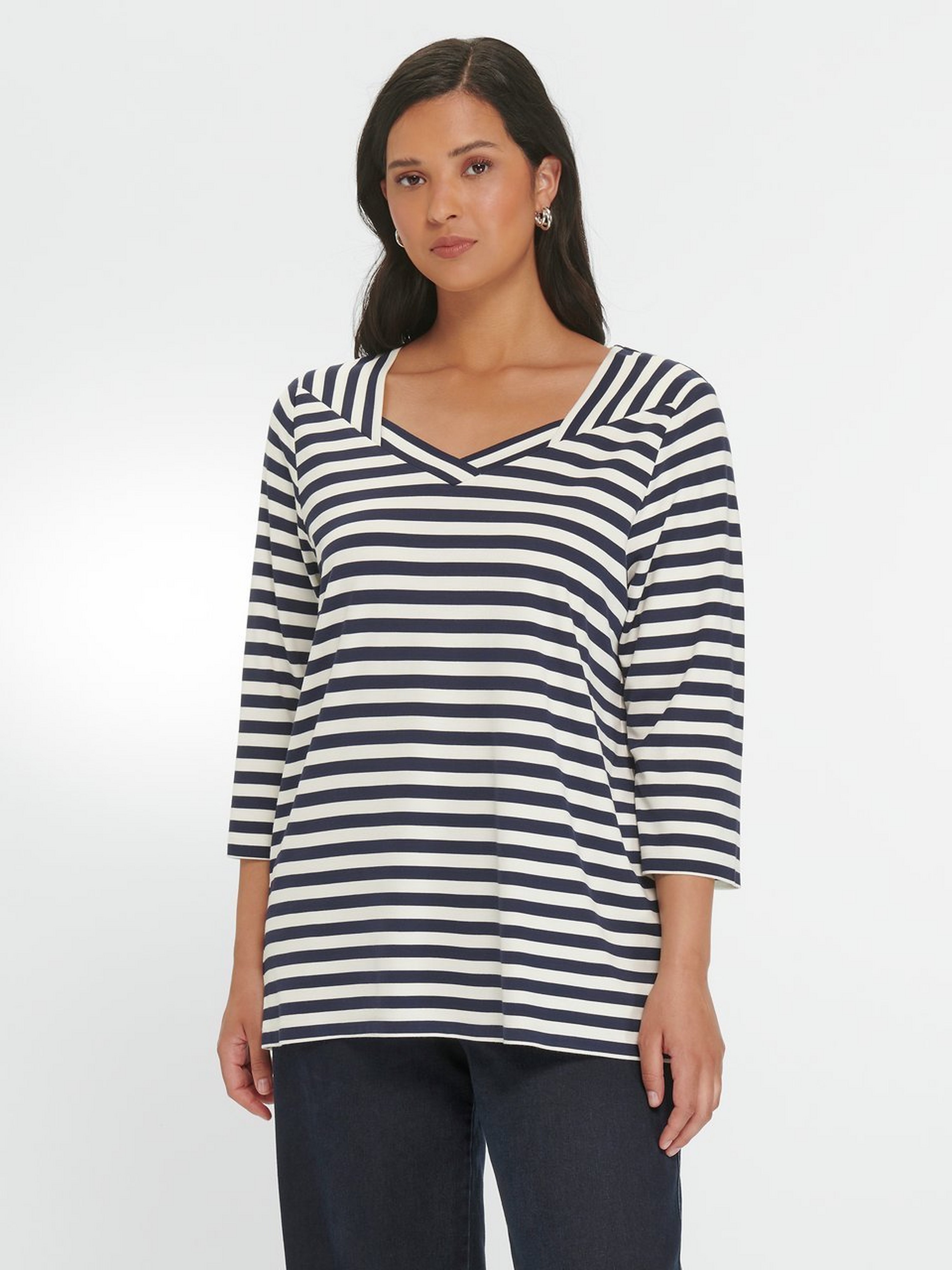 V-Shirt mit 3/4-Arm
