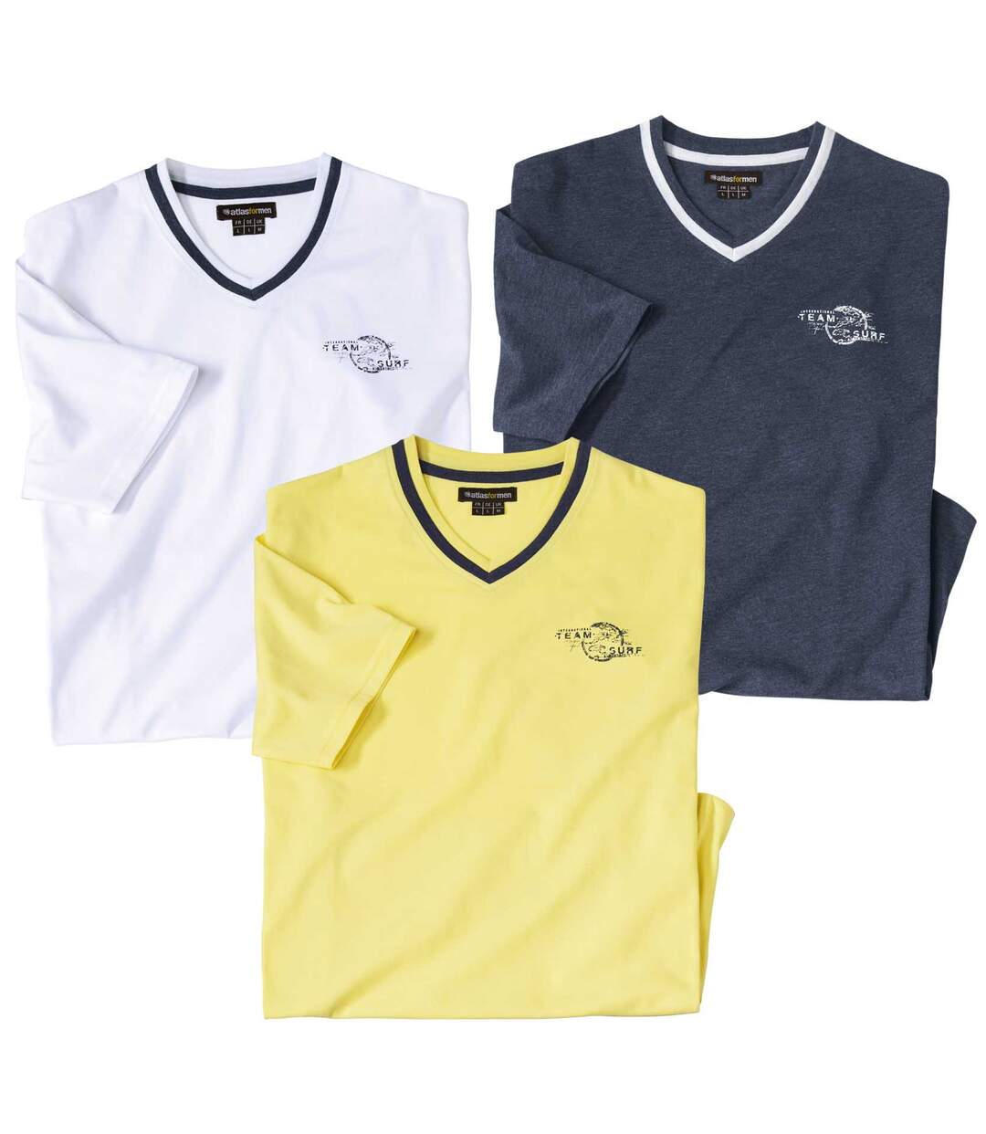 Lot de 3 Tee-Shirts Col V Team Surf
