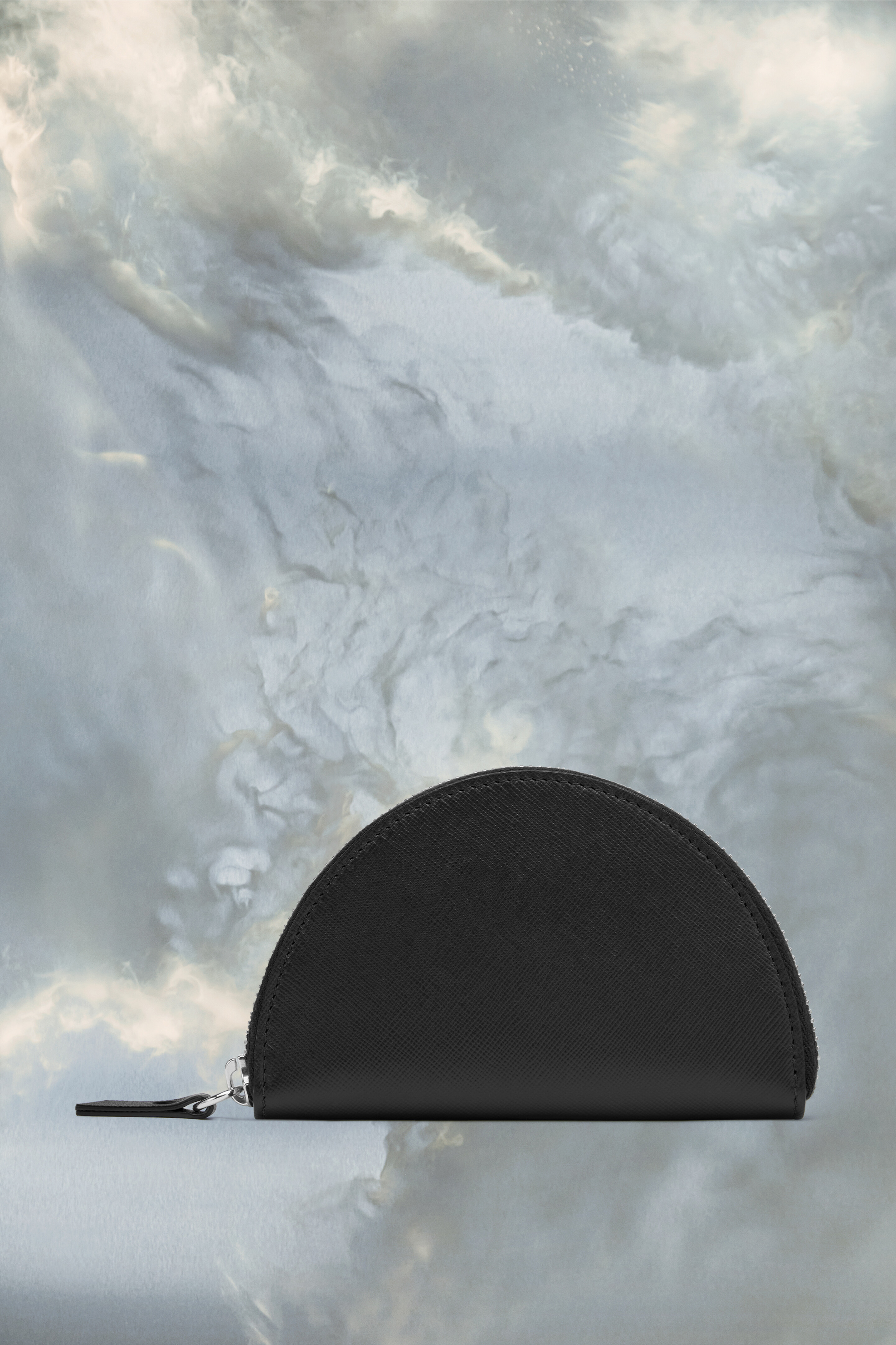 Pochette micro noire en cuir